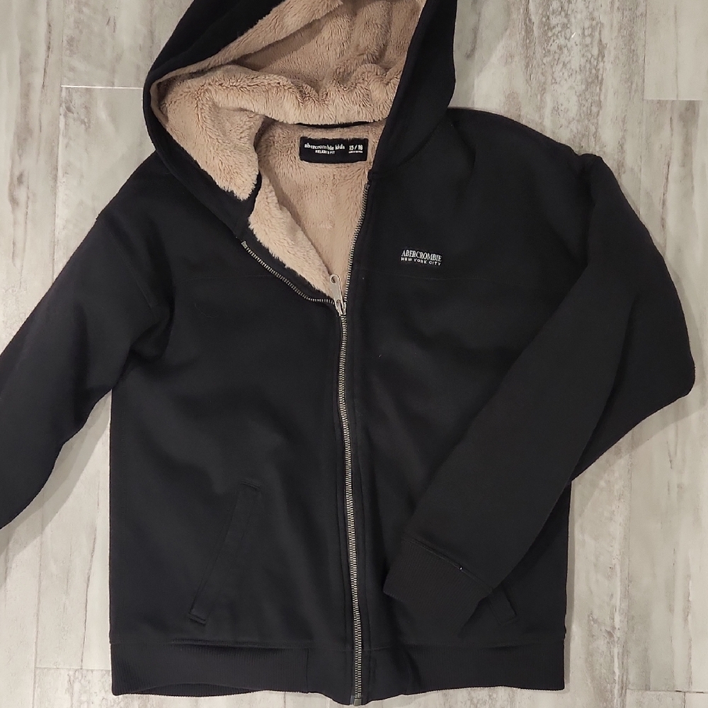 Abercrombie Kids Boys Full Zip Fur Lined Hoodie Sweatshirt